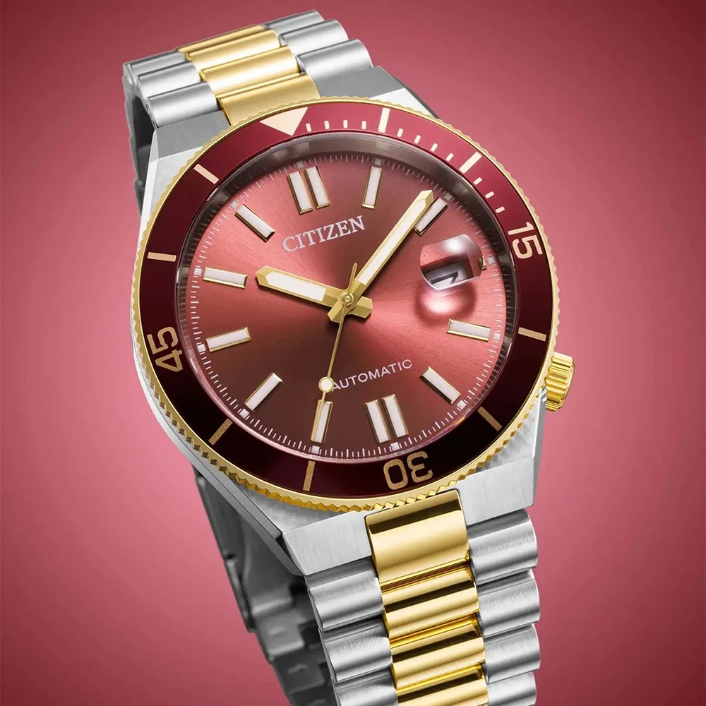 CITIZEN Tsuyosa Shore Collection Automatic Red Dial 40mm Two-Tone Gold Stainless Steel Bracelet NJ0234-58X - 6