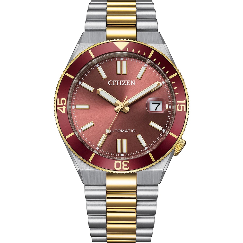 CITIZEN Tsuyosa Shore Collection Automatic Red Dial 40mm Two-Tone Gold Stainless Steel Bracelet NJ0234-58X - 