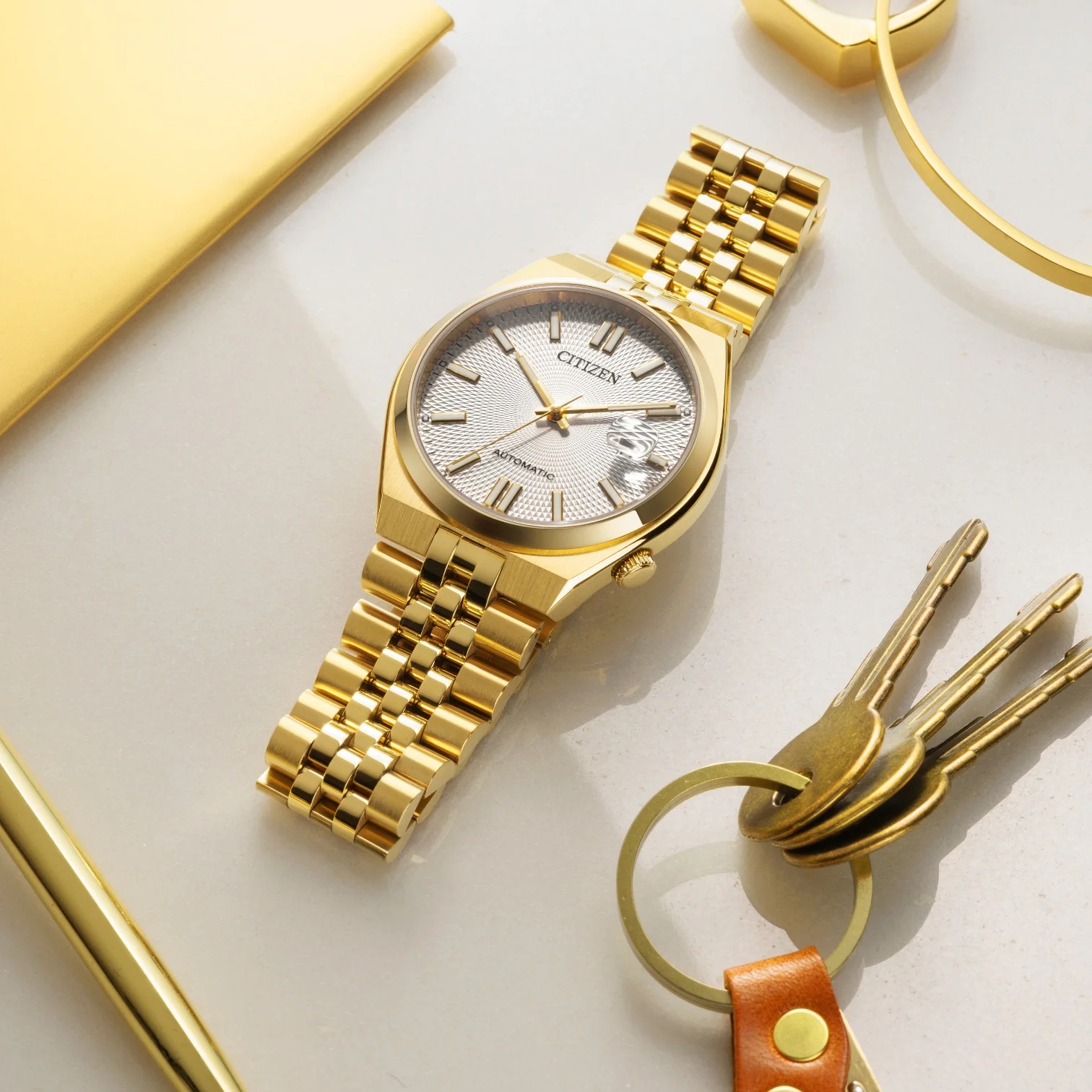 CITIZEN Tsuyosa 60 Automatic White Dial 40mm Gold Stainless Steel Bracelet NK0022-50A - 6