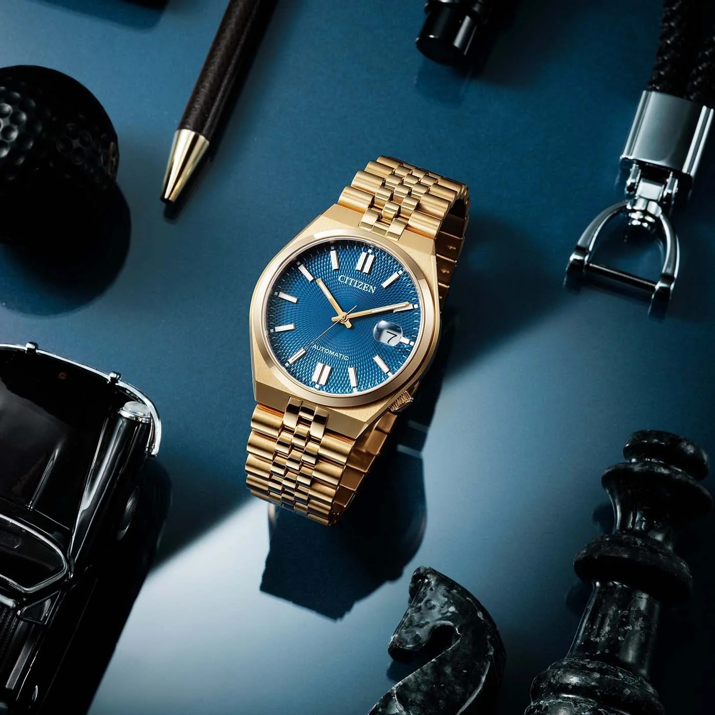 CITIZEN Tsuyosa 60 Automatic Blue Dial 40mm Gold Stainless Steel Bracelet NK0023-57L - 5