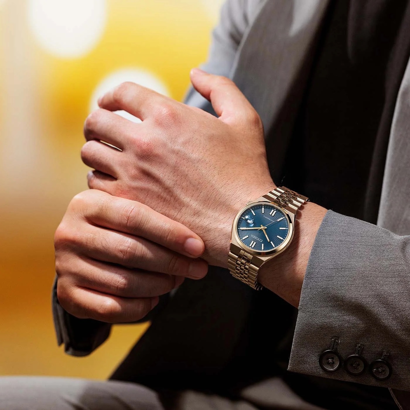 CITIZEN Tsuyosa 60 Automatic Blue Dial 40mm Gold Stainless Steel Bracelet NK0023-57L - 