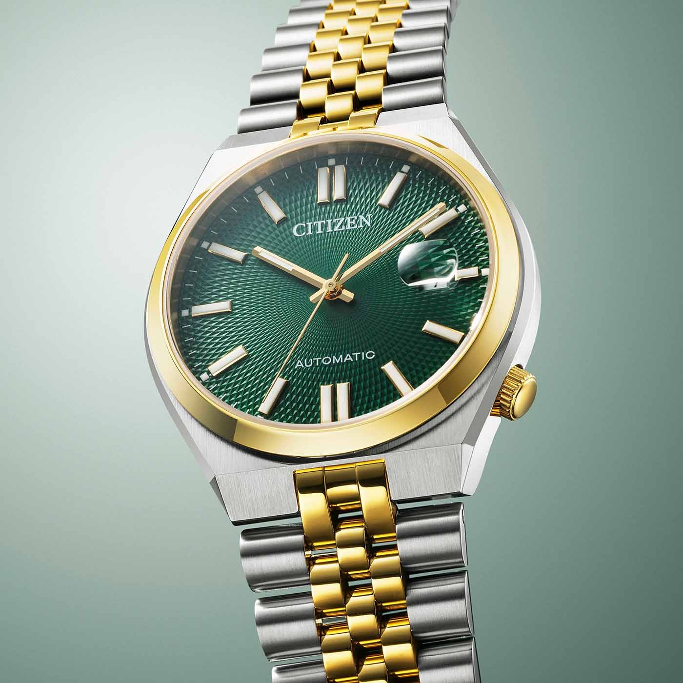 CITIZEN Tsuyosa 60 Automatic Green Dial 40mm Two Tone Gold Stainless Steel Bracelet NK0024-54X - 4