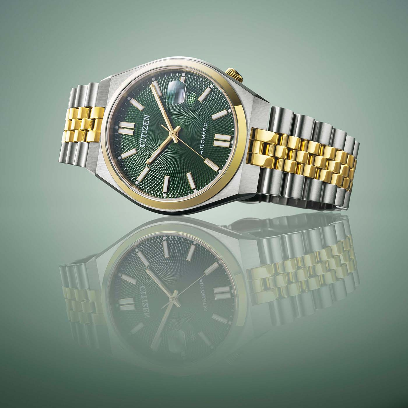 CITIZEN Tsuyosa 60 Automatic Green Dial 40mm Two Tone Gold Stainless Steel Bracelet NK0024-54X - 5