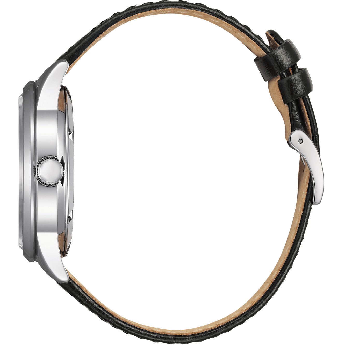 CITIZEN Classic Day Date Automatic Black Dial 40mm Silver Stainless Steel Black Leather Strap NY4058-01EE - 3