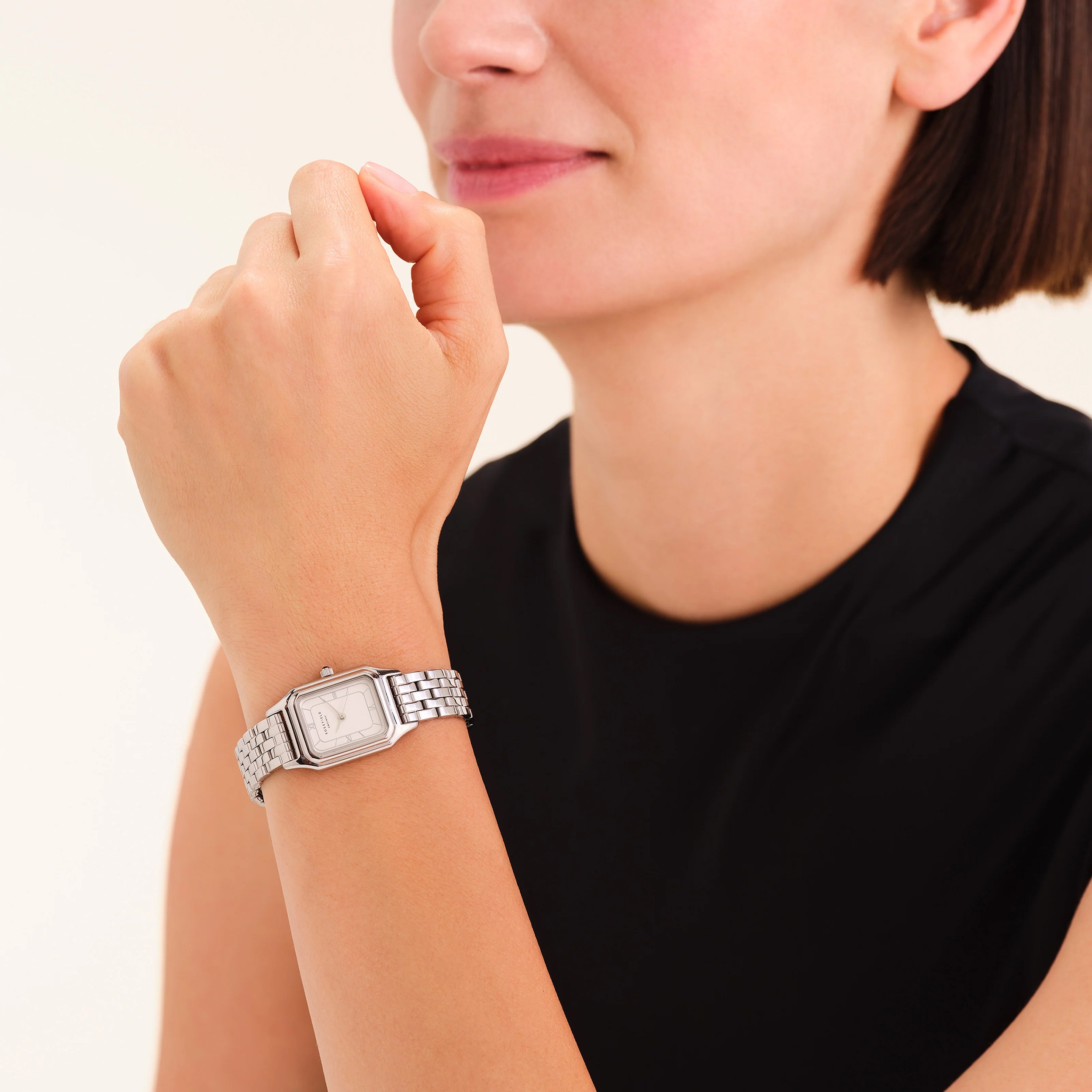 ROSEFIELD Ivy White Matte Dial 21x26mm Silver Stainless Steel Bracelet OCWSSS-OC02 - 