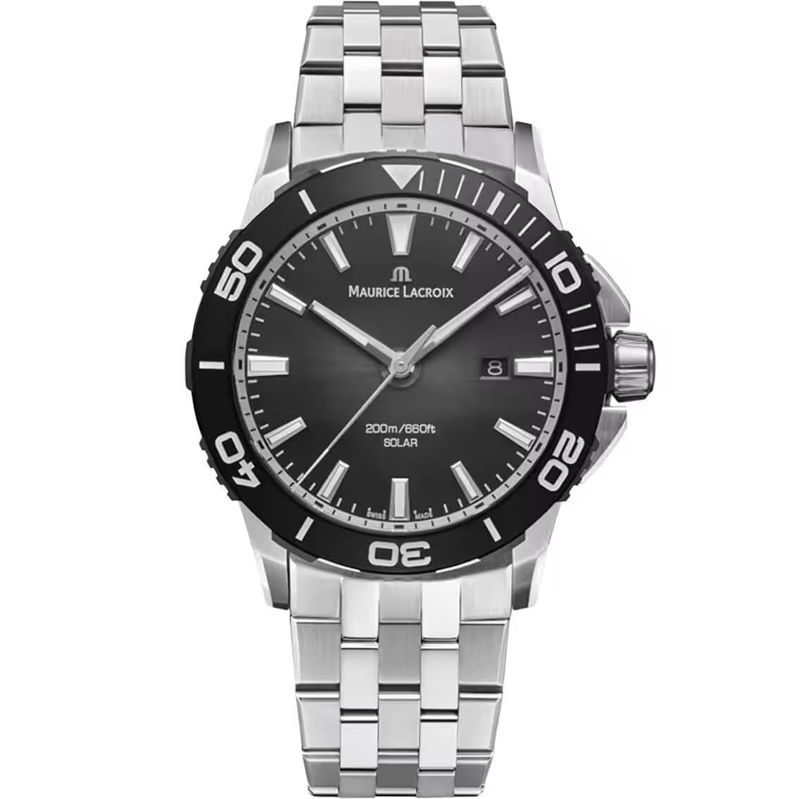 MAURICE LACROIX Pontos S Solar Black Dial 41mm Silver Stainless Steel Bracelet PT1008-SSL22-330-1 - 