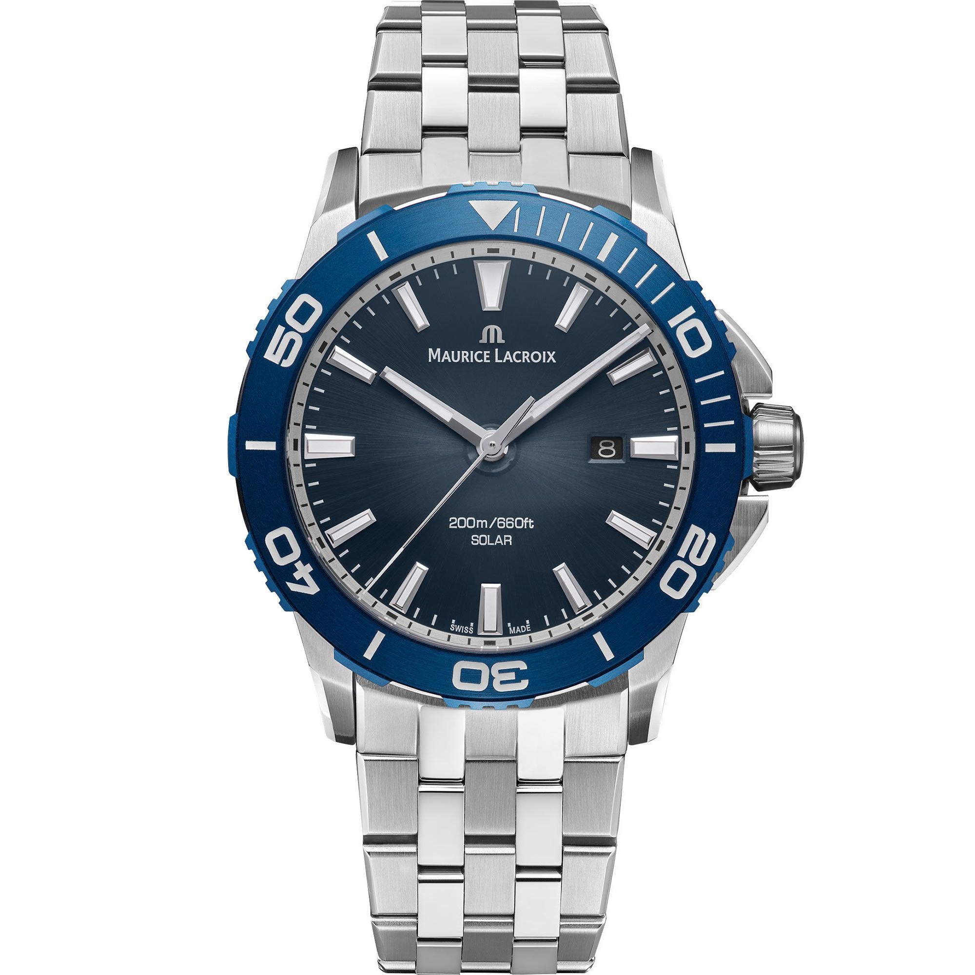 MAURICE LACROIX Pontos S Solar Blue Dial 41mm Silver Stainless Steel Bracelet PT1008-SSL42-430-1 - 