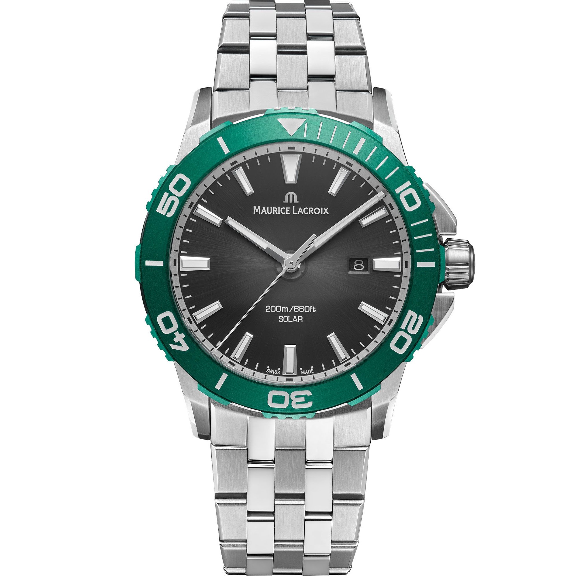 MAURICE LACROIX Pontos S Solar Black Dial 41mm Silver Stainless Steel Bracelet  PT1008-SSL52-330-1 - 