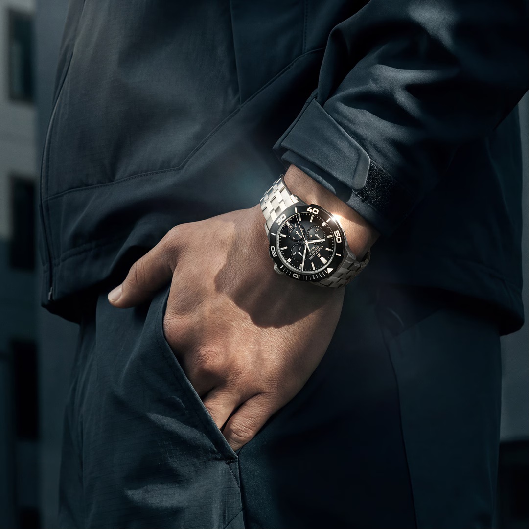 MAURICE LACROIX Pontos S Solar Chronograph Black Dial 41mm Silver Stainless Steel Bracelet PT1038-SSL22-330-1 - 