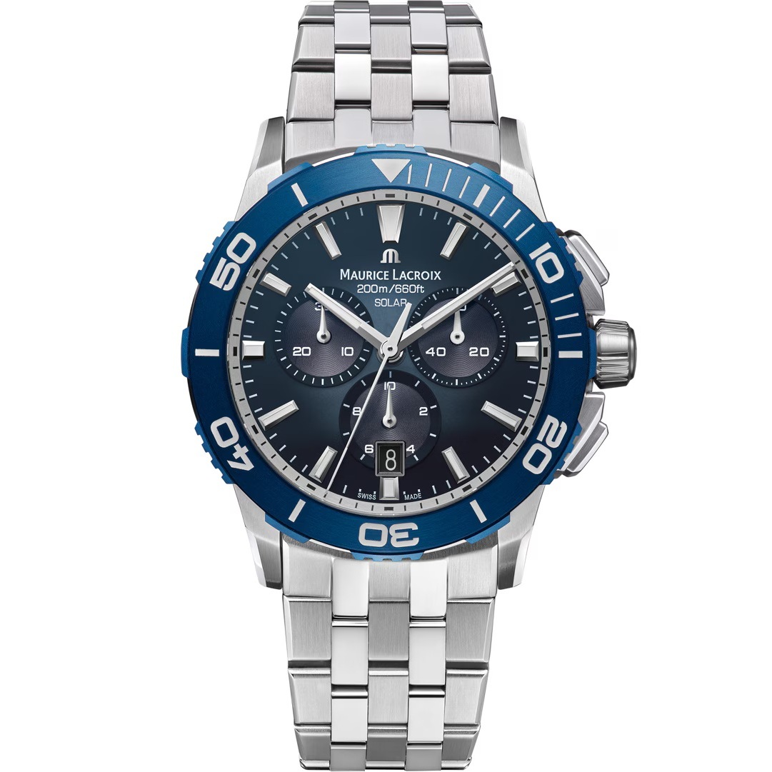 MAURICE LACROIX Pontos S Solar Chronograph Blue Dial 41mm Silver Stainless Steel Bracelet PT1038-SSL42-430-1 - 