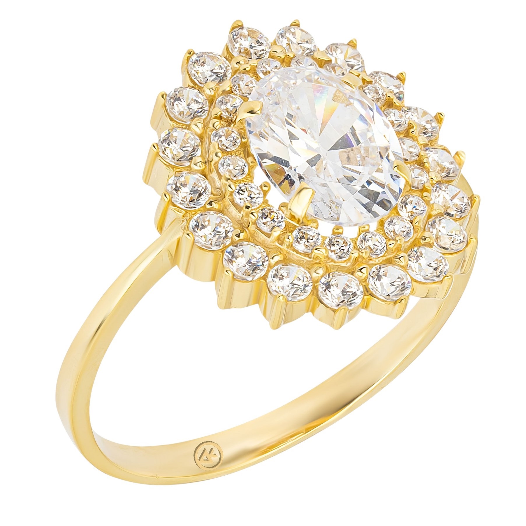 RING Halo SENZIO Collection K14 Yellow Gold with Zircon Stones R037Y - 