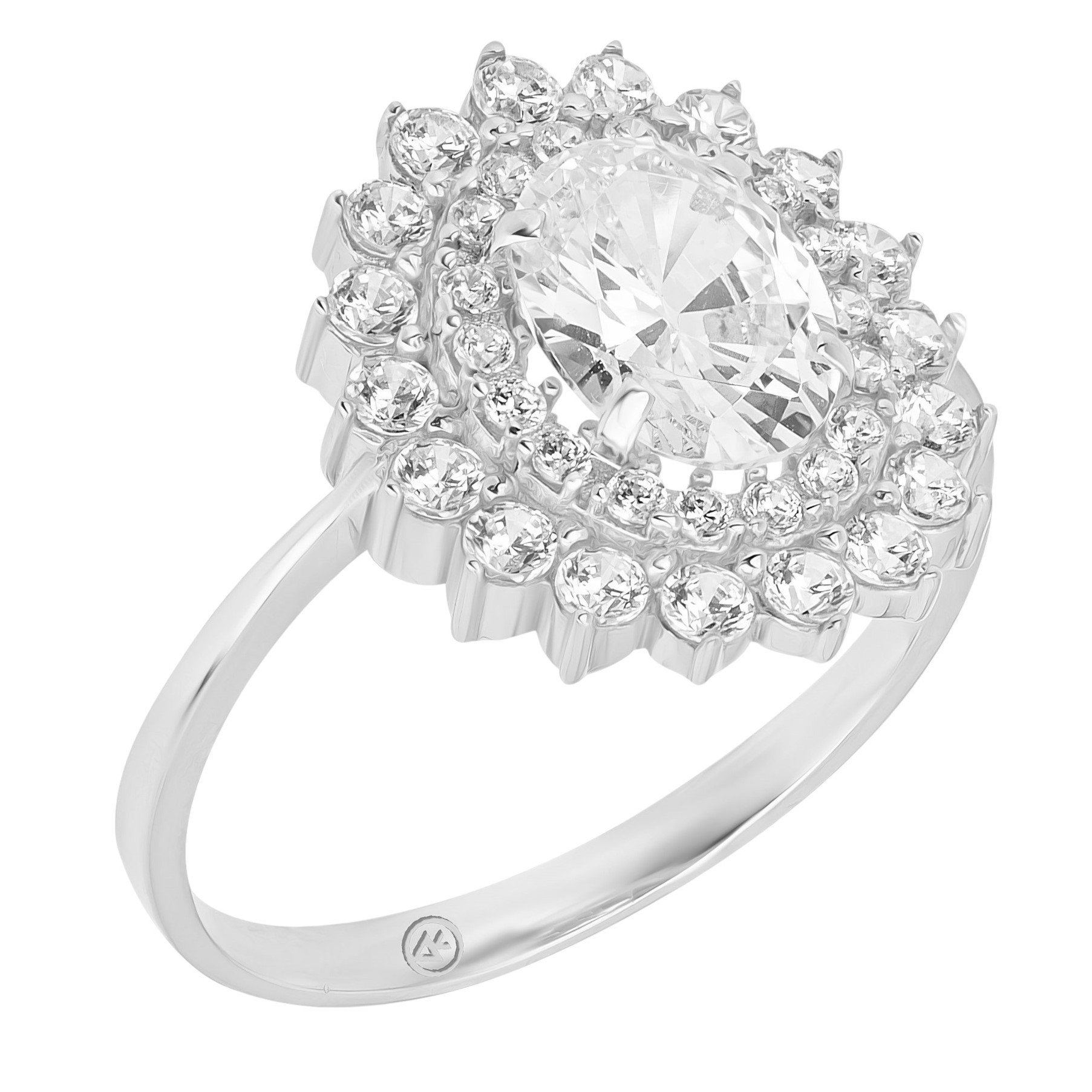 RING Rosette SENZIO Collection White Gold K14 with Zircon Stones R037W - 