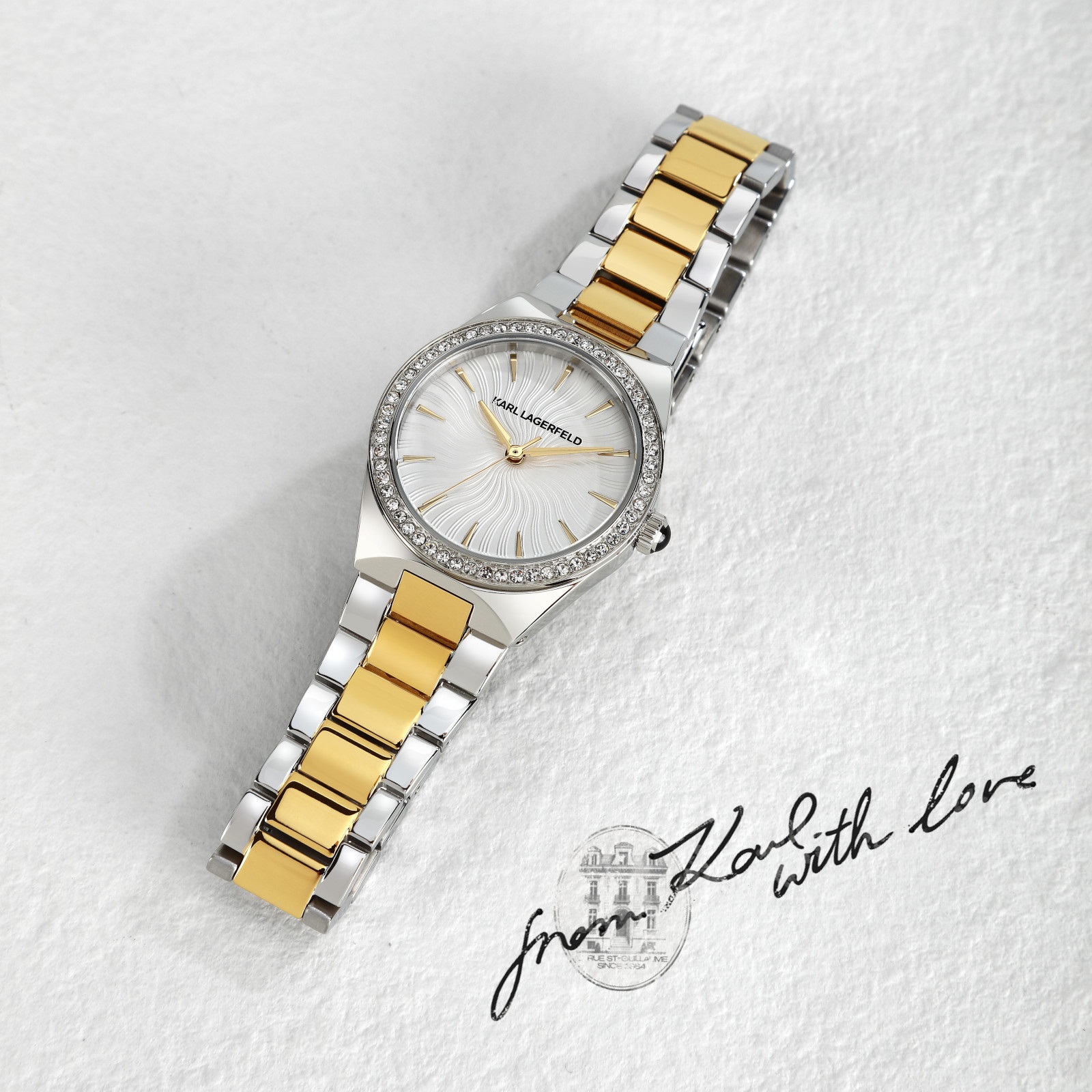 KARL LAGERFELD Hamburg White Dial 30mm Two-Tone Gold-Plated Stainless Steel R0553105505 - 6