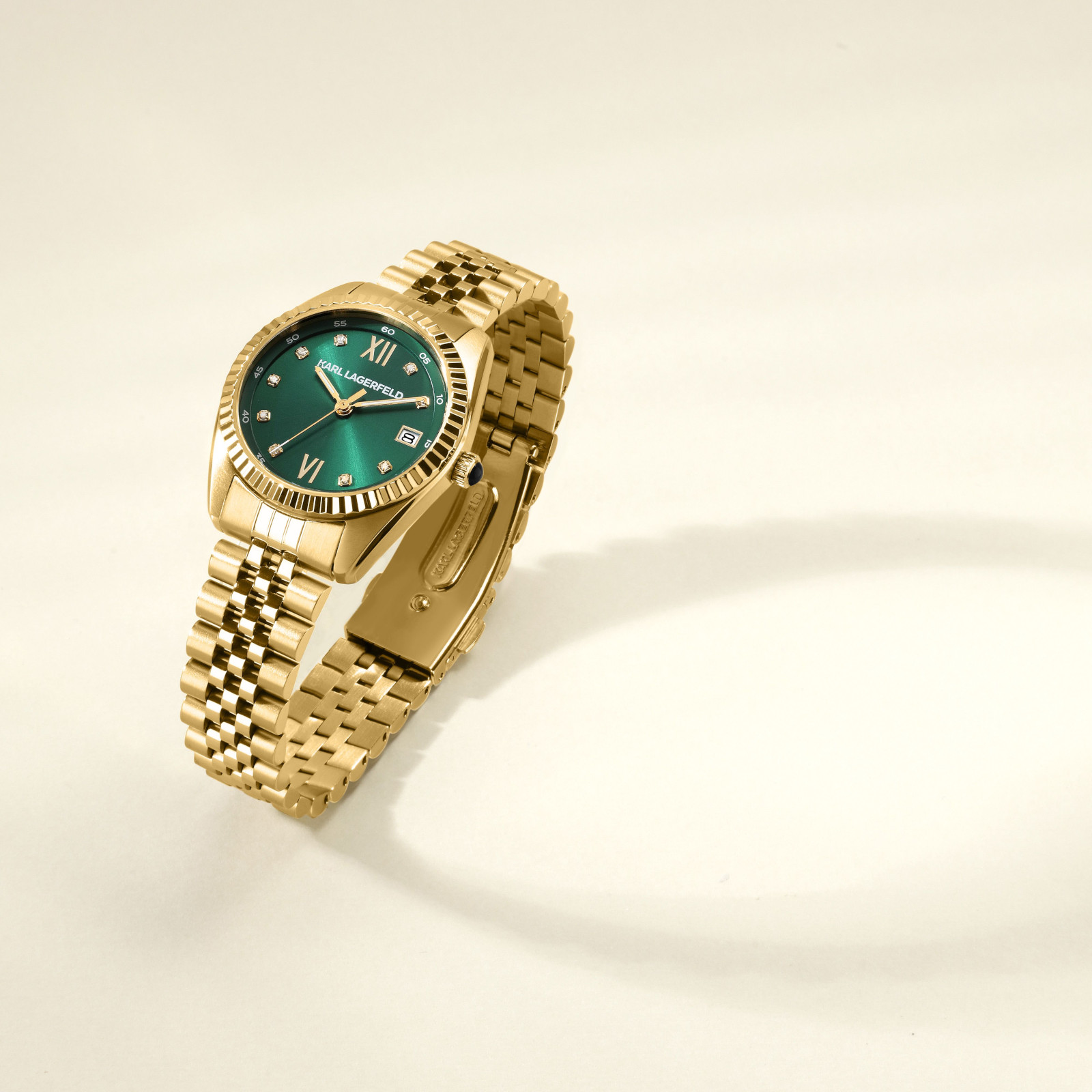 KARL LAGERFELD Timeless Code Green Dial 32mm Gold Stainless Steel Bracelet R0553108502 - 6