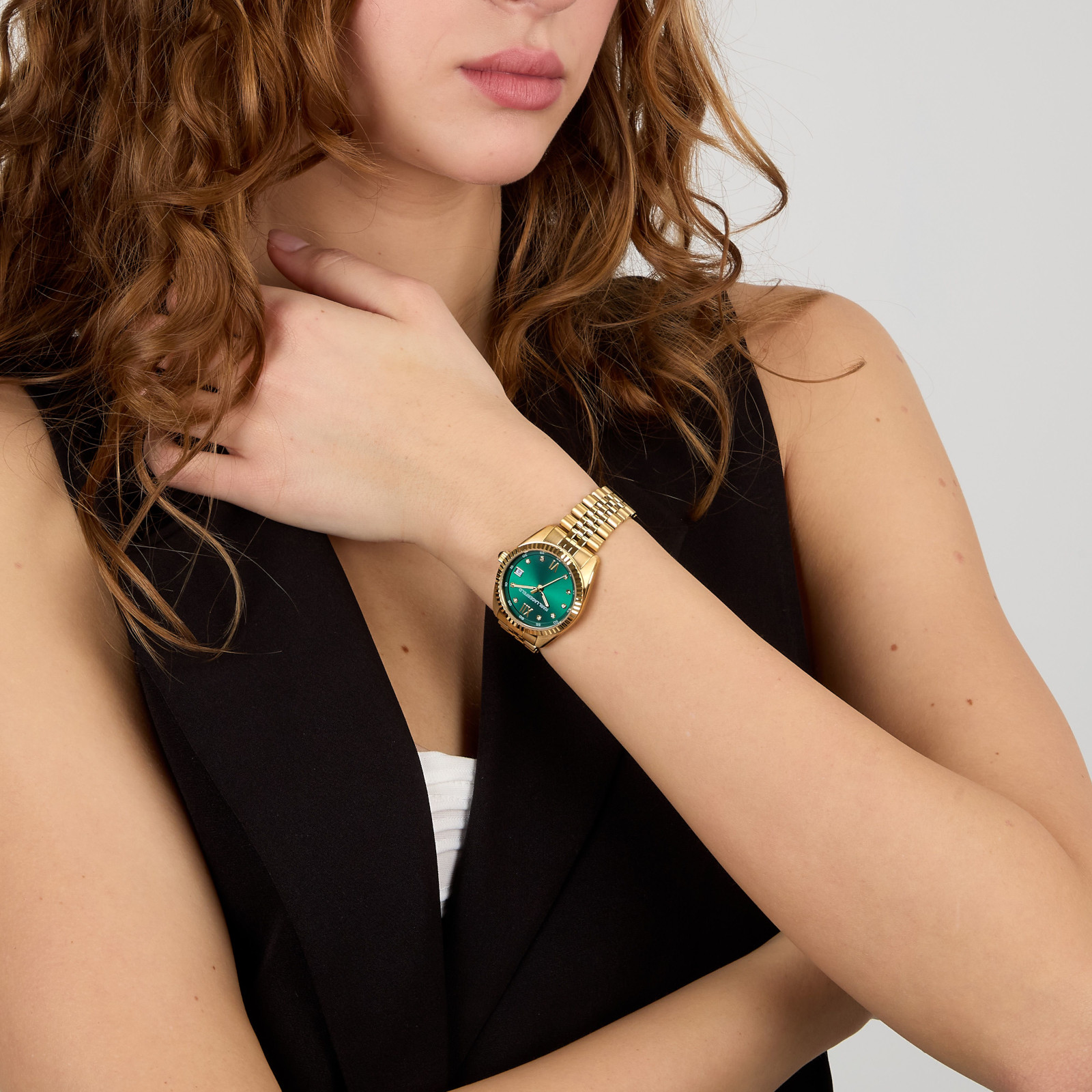 KARL LAGERFELD Timeless Code Green Dial 32mm Gold Stainless Steel Bracelet R0553108502 - 