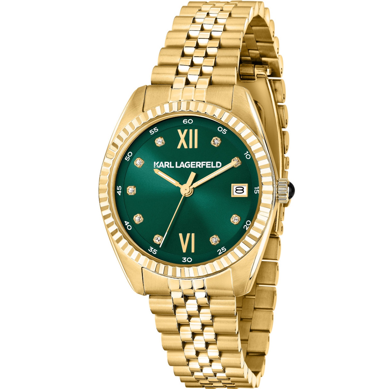 KARL LAGERFELD Timeless Code Green Dial 32mm Gold Stainless Steel Bracelet R0553108502 - 