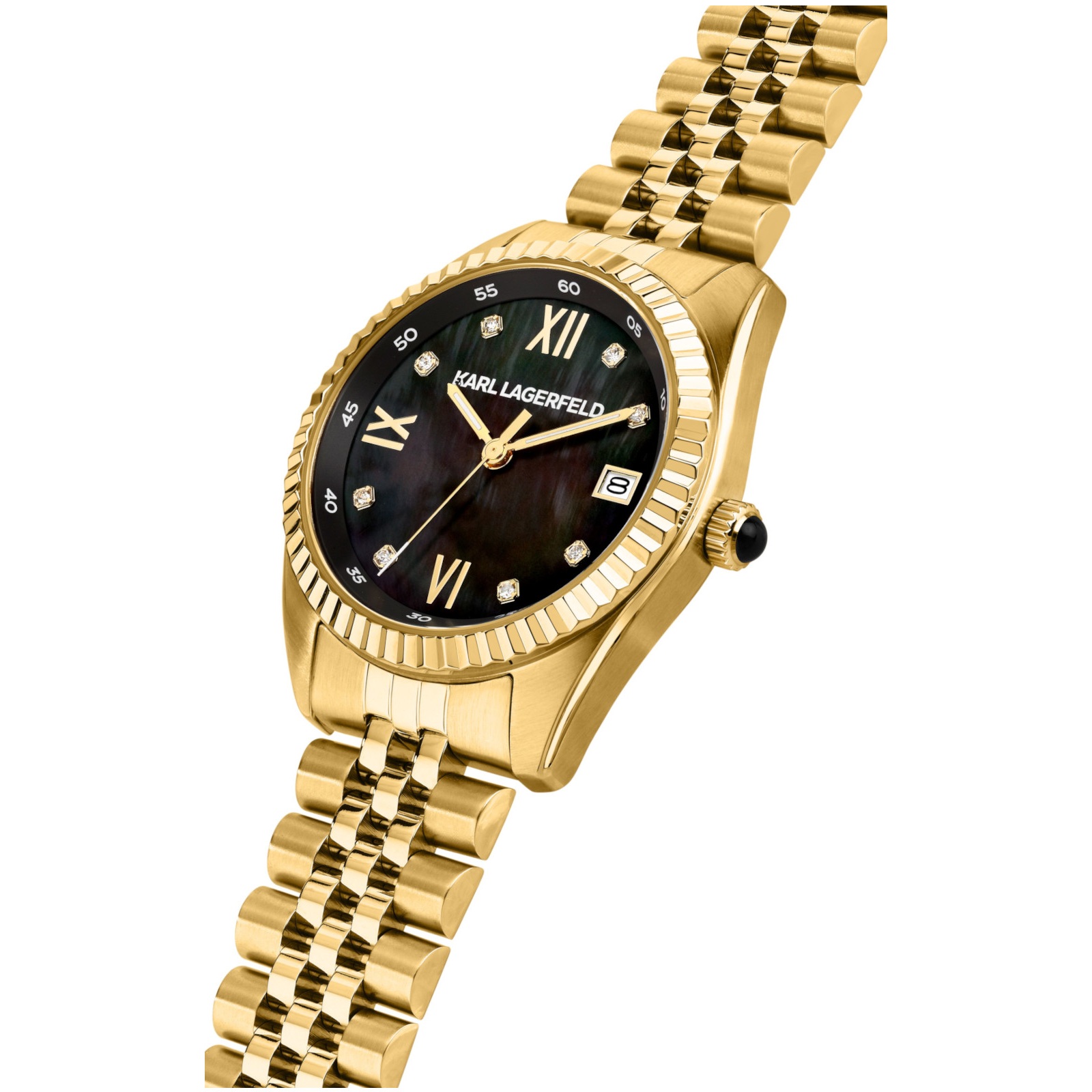 KARL LAGERFELD Timeless Code Black Pearl Dial with Crystals 32mm Gold Stainless Steel Bracelet R0553108503 - 5