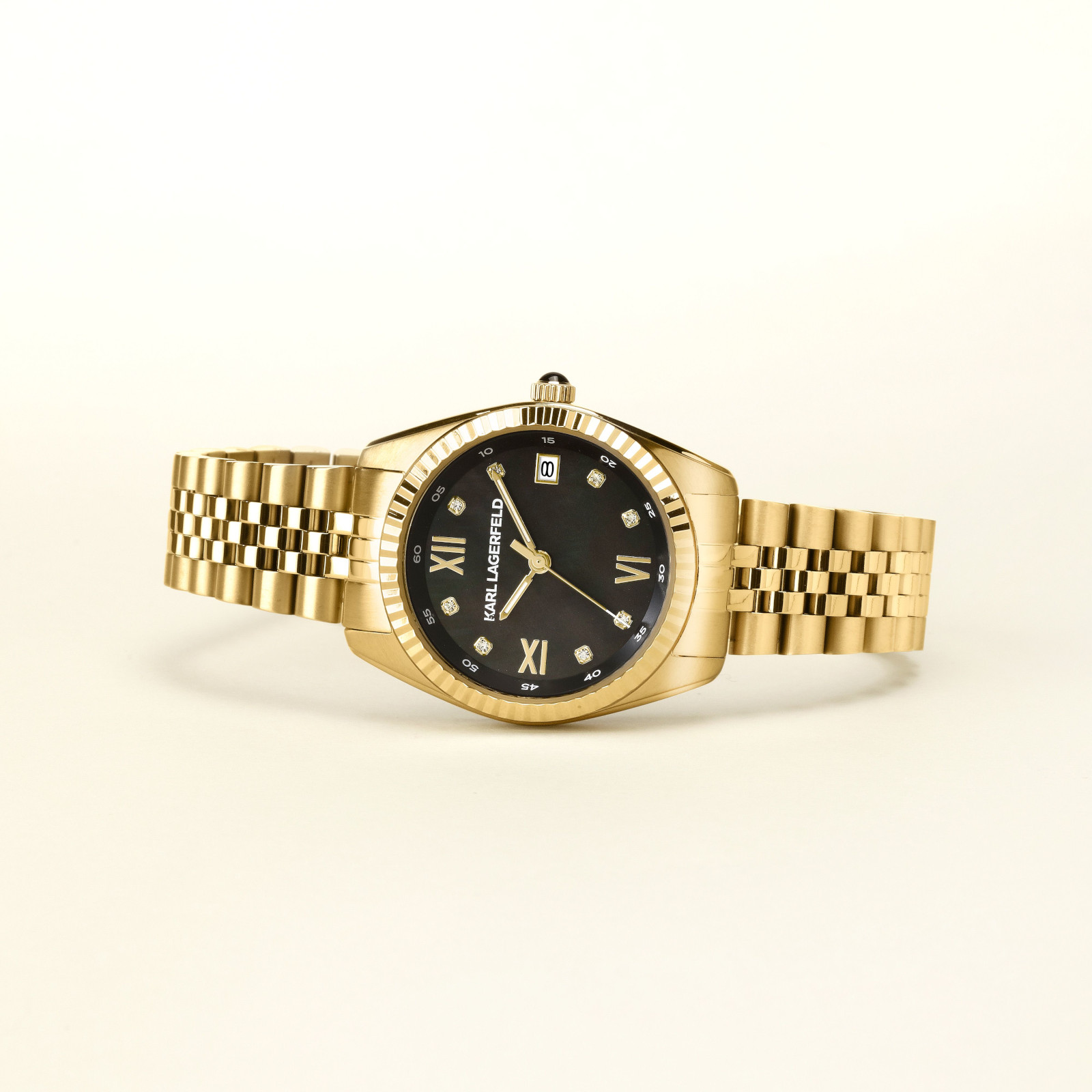 KARL LAGERFELD Timeless Code Black Pearl Dial with Crystals 32mm Gold Stainless Steel Bracelet R0553108503 - 6