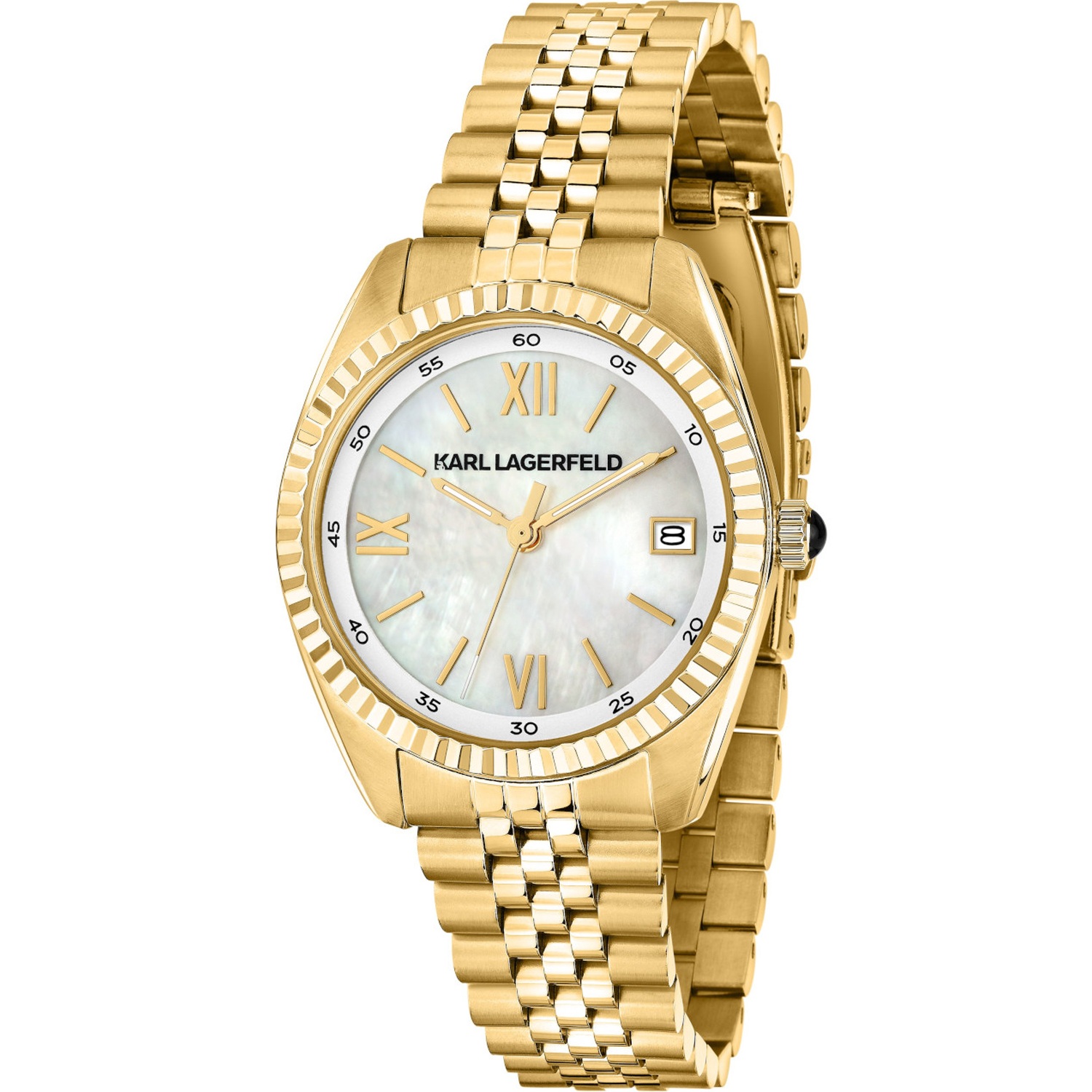KARL LAGERFELD Timeless Code White Pearl Dial 32mm Gold Stainless Steel Bracelet R0553108505 - 
