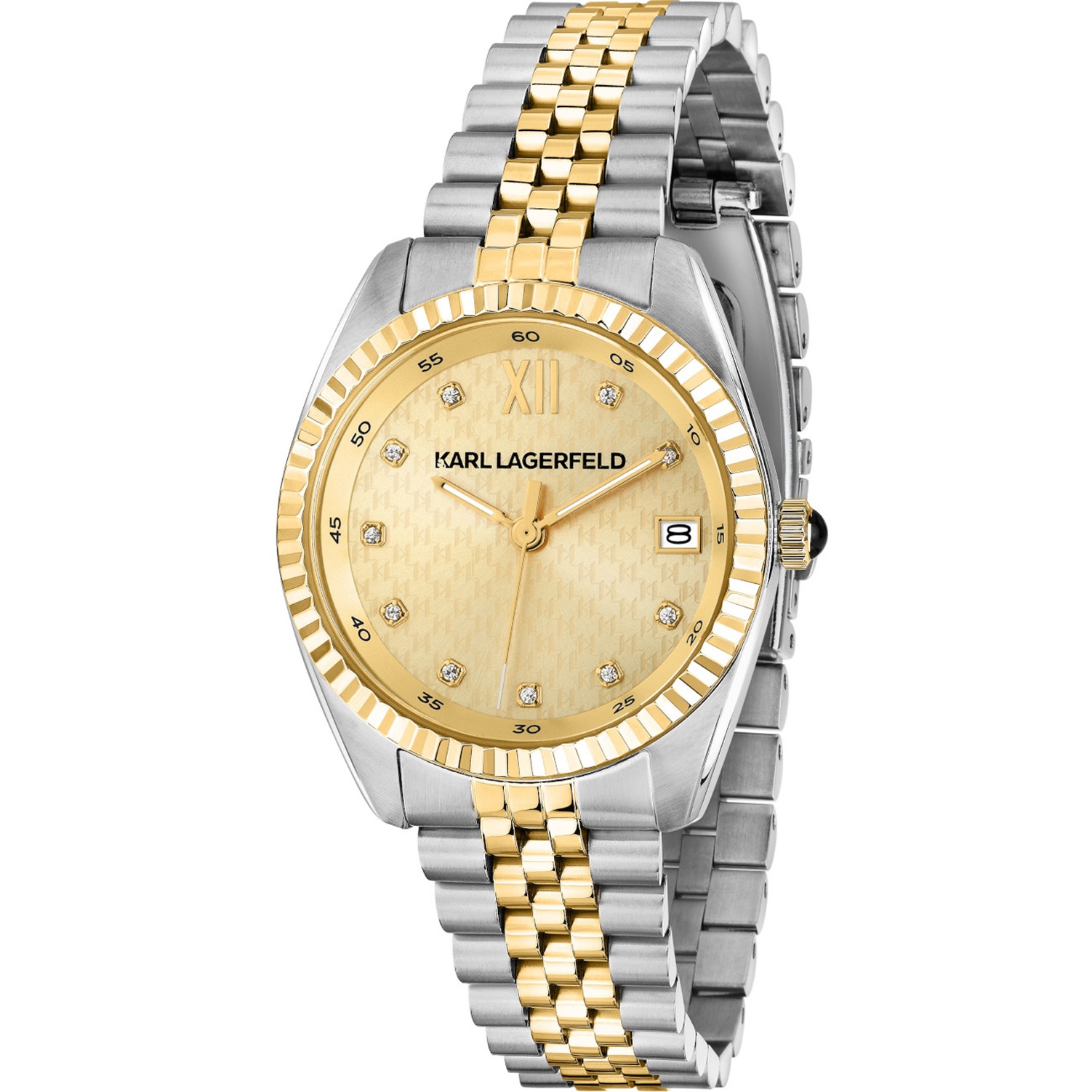 KARL LAGERFELD Timeless Code Gold Dial with Crystals 32mm Two-Tone Gold Stainless Steel Bracelet R0553108506 - 