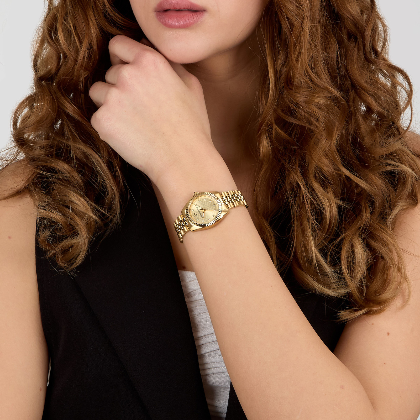 KARL LAGERFELD Timeless Code Mini Gold Dial with Crystals 28mm Gold Stainless Steel Bracelet R0553109501 - 6