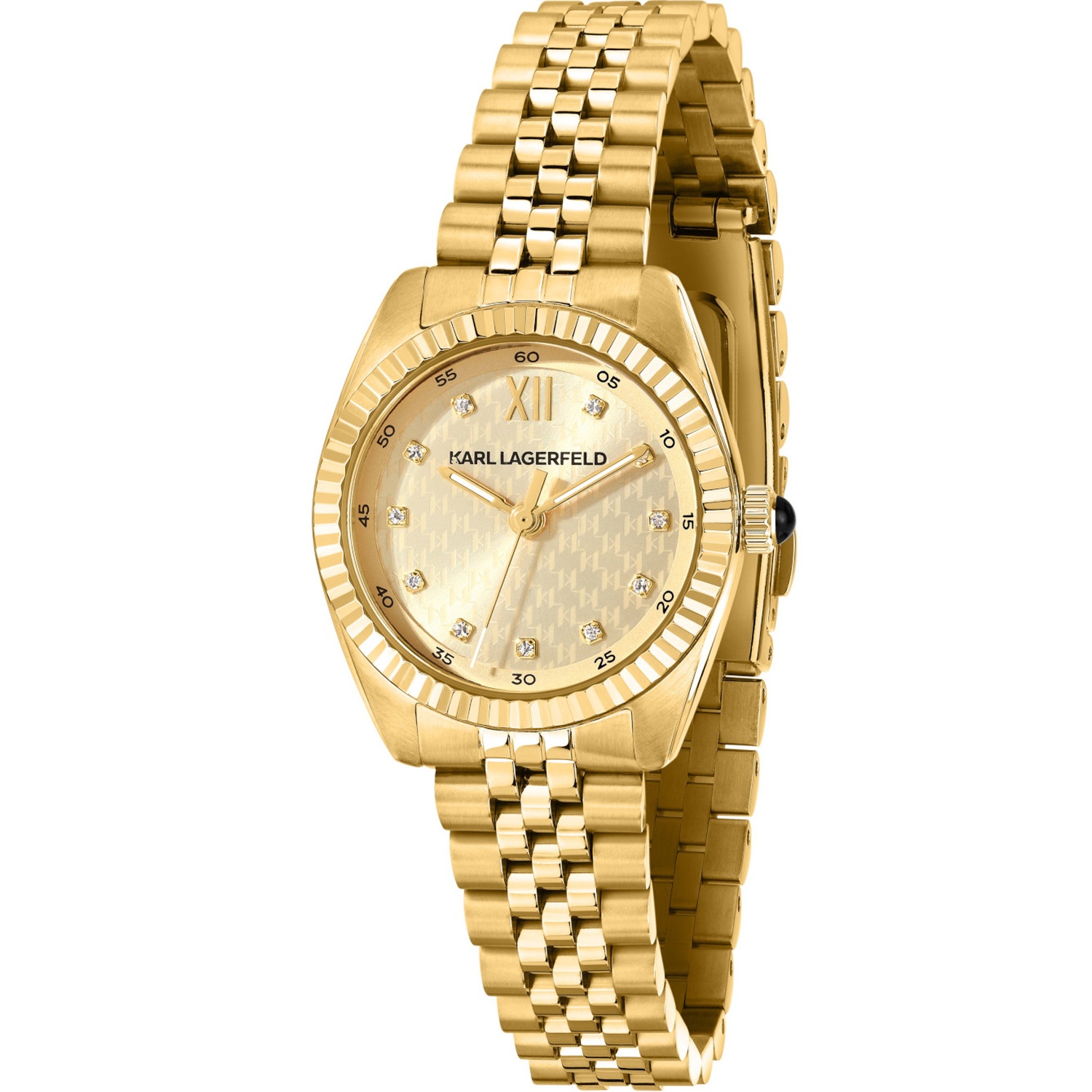 KARL LAGERFELD Timeless Code Mini Gold Dial with Crystals 28mm Gold Stainless Steel Bracelet R0553109501 - 