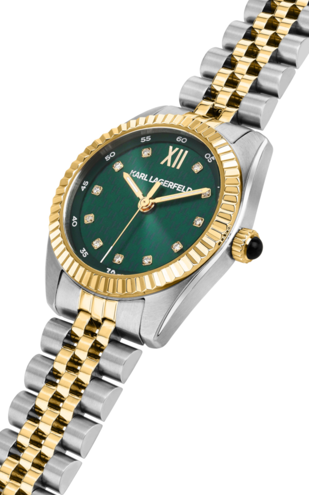 KARL LAGERFELD Timeless Code Mini Silver Dial with Crystals 28mm Two-Tone Gold Stainless Steel Bracelet R0553109503 - 5