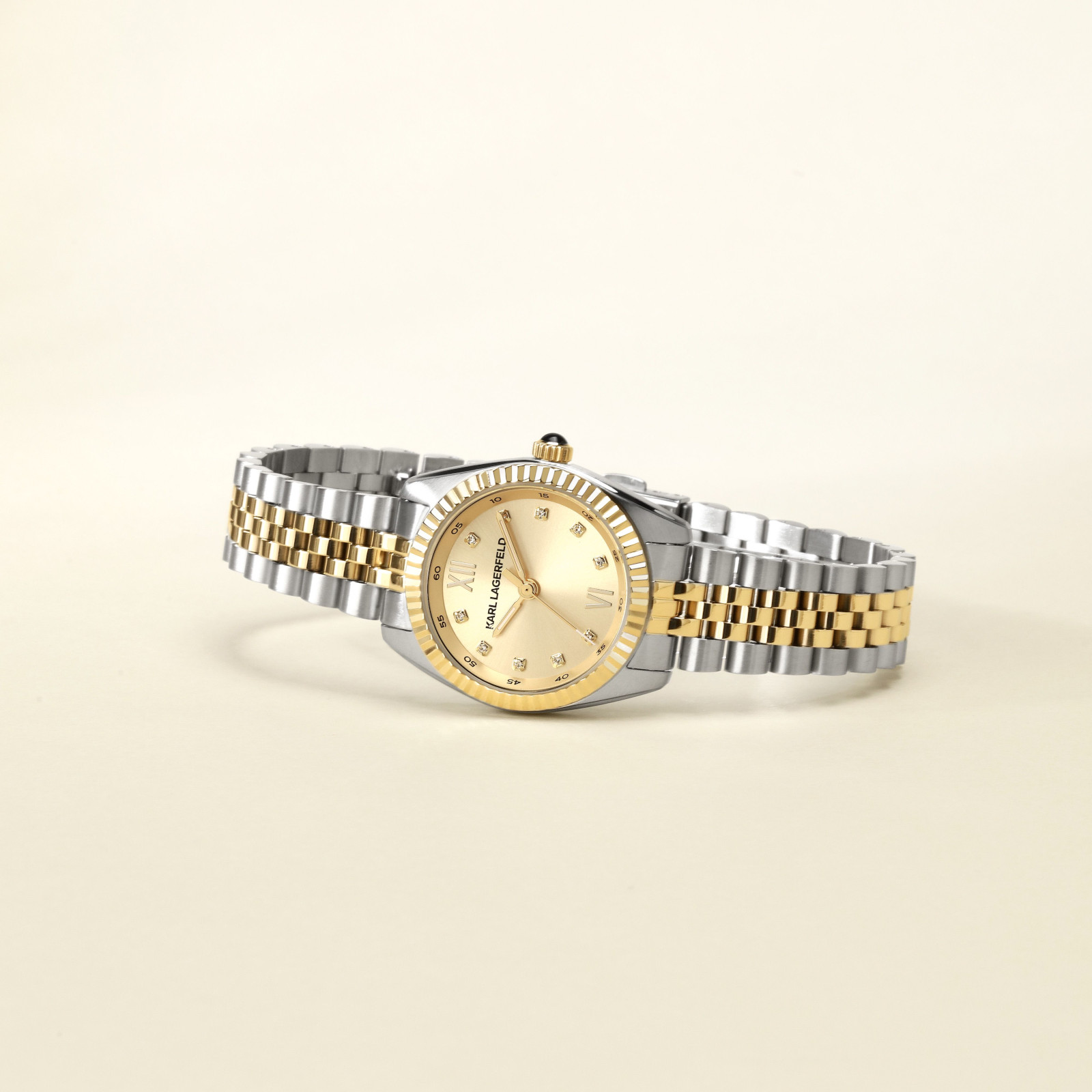 KARL LAGERFELD Timeless Code Mini Gold Dial with Crystals 28mm Two-Tone Gold Stainless Steel Bracelet R0553109505 - 6