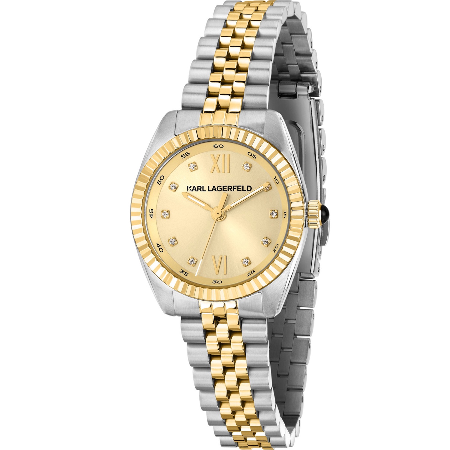 KARL LAGERFELD Timeless Code Mini Gold Dial with Crystals 28mm Two-Tone Gold Stainless Steel Bracelet R0553109505 - 