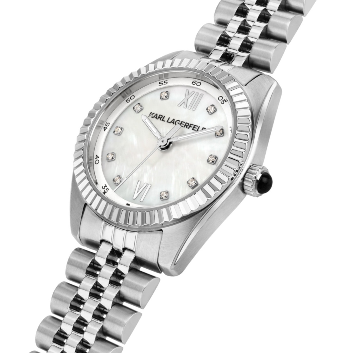 KARL LAGERFELD Timeless Code Mini Silver Pearl Dial with Crystals 28mm Silver Stainless Steel Bracelet R0553109506 - 5