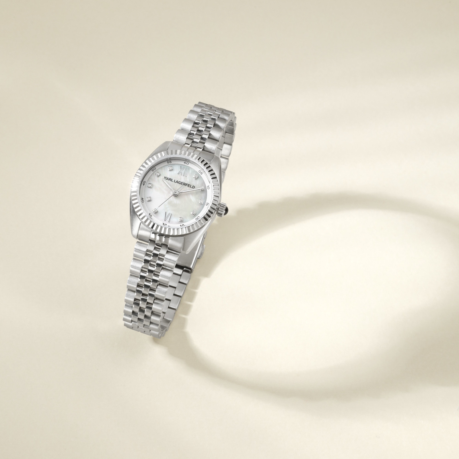 KARL LAGERFELD Timeless Code Mini Silver Pearl Dial with Crystals 28mm Silver Stainless Steel Bracelet R0553109506 - 6