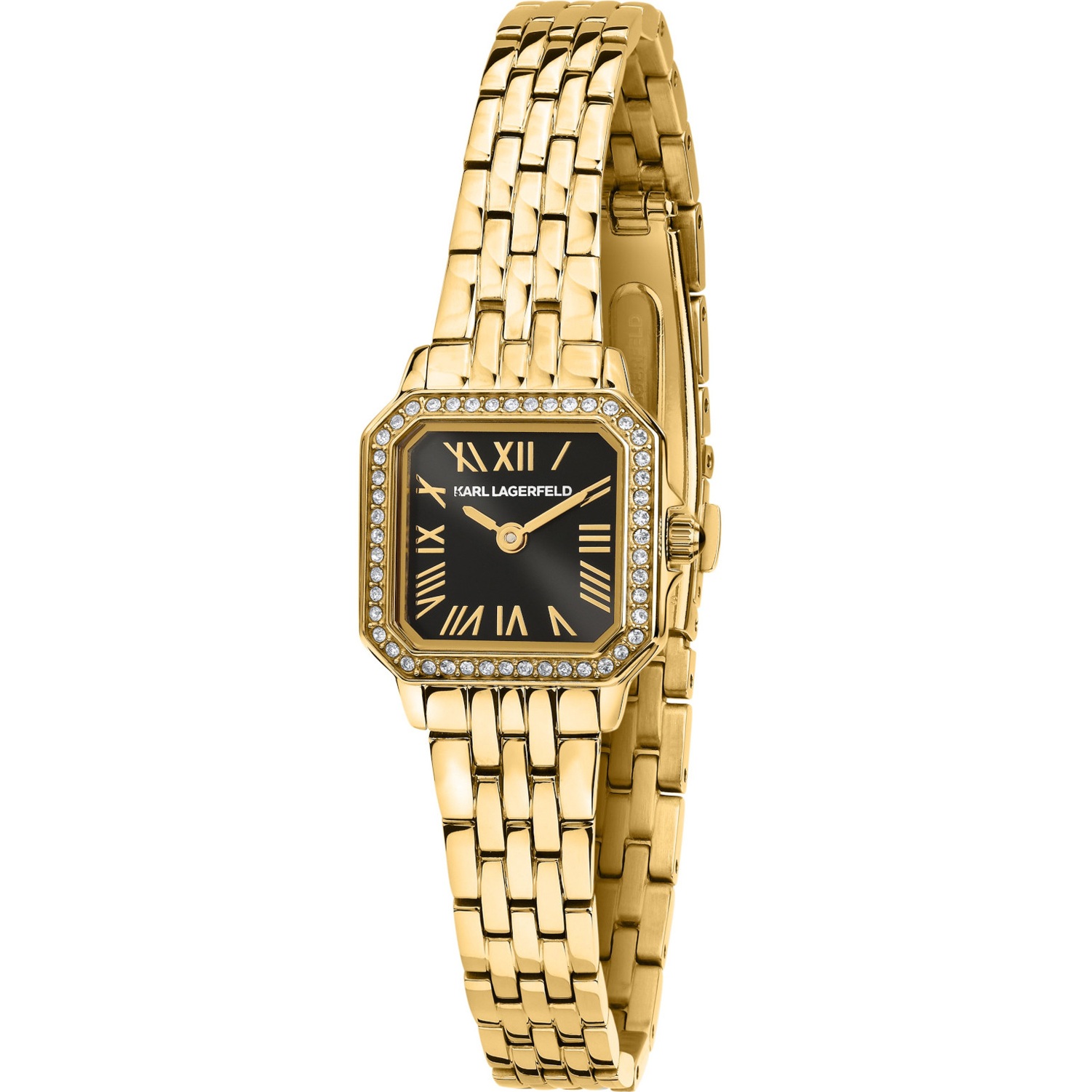 KARL LAGERFELD Icon Mini Black Dial 21x26mm Gold Stainless Steel Bracelet R0553111502 - 