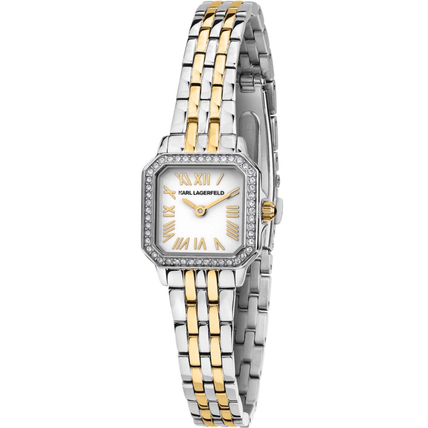 KARL LAGERFELD Icon Mini White Dial 21x26mm Two-Tone Gold Stainless Steel Bracelet R0553111503 - 