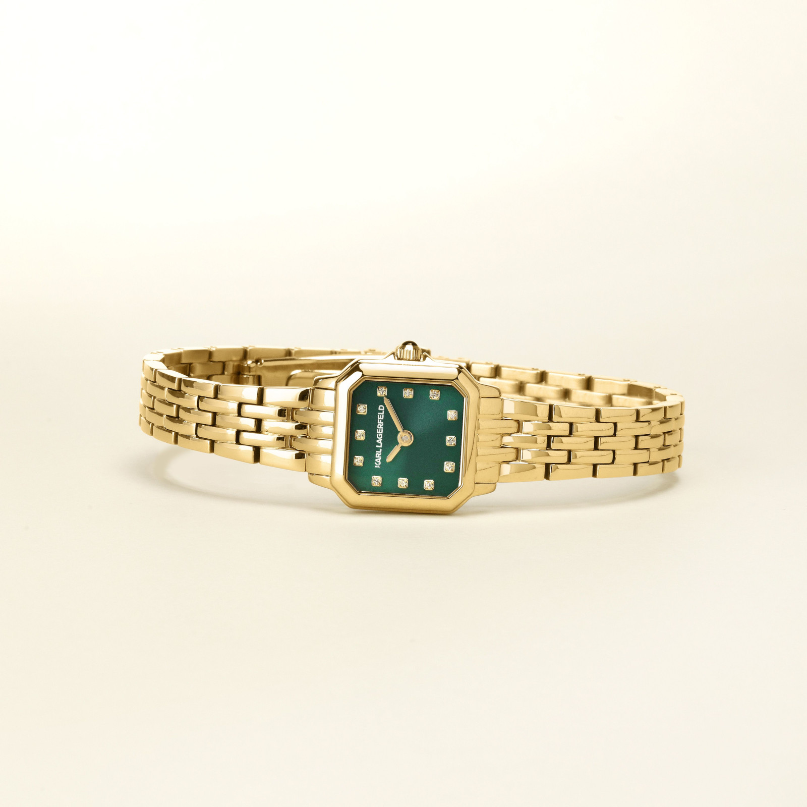 KARL LAGERFELD Icon Mini Green Dial 21x26mm Gold Stainless Steel Bracelet R0553111504 - 6