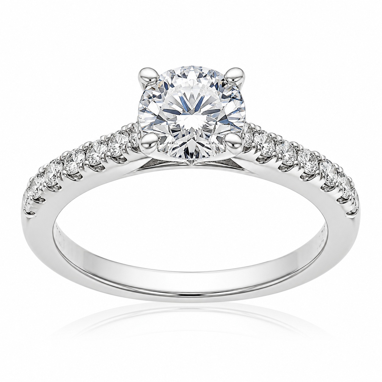 JOOLS Solitaire RING from 925° Silver with Moissanite Diamond and Synthetic Stones R12938 - 
