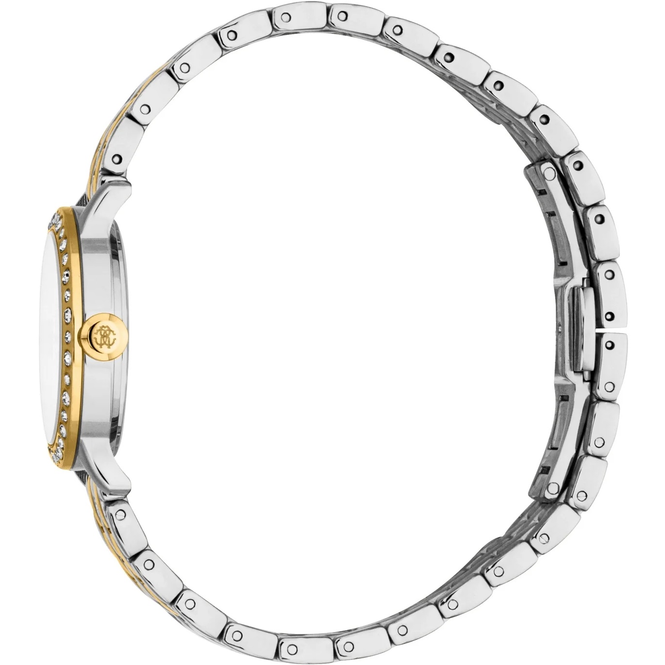 ROBERTO CAVALLI Silver Dial 28mm Two Tone Gold Stainless Steel Bracelet RC5L119M0085 - 