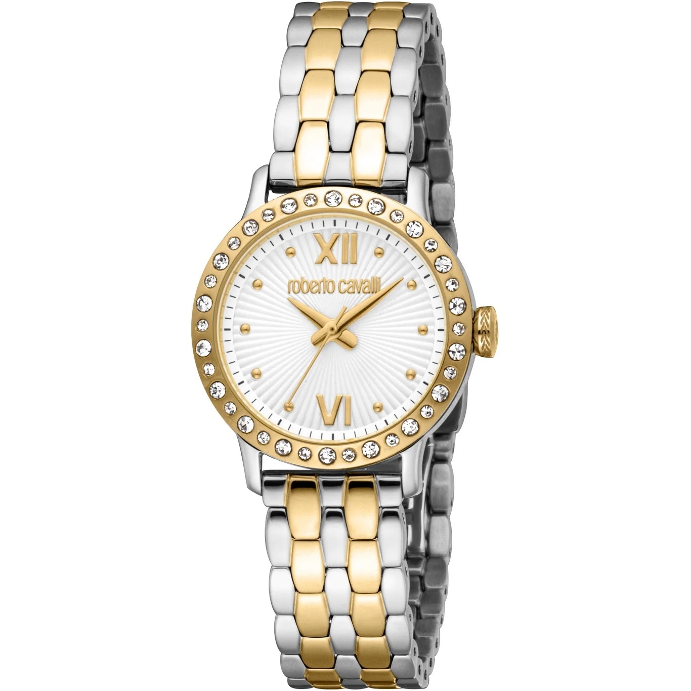 ROBERTO CAVALLI Silver Dial 28mm Two Tone Gold Stainless Steel Bracelet RC5L119M0085 - 