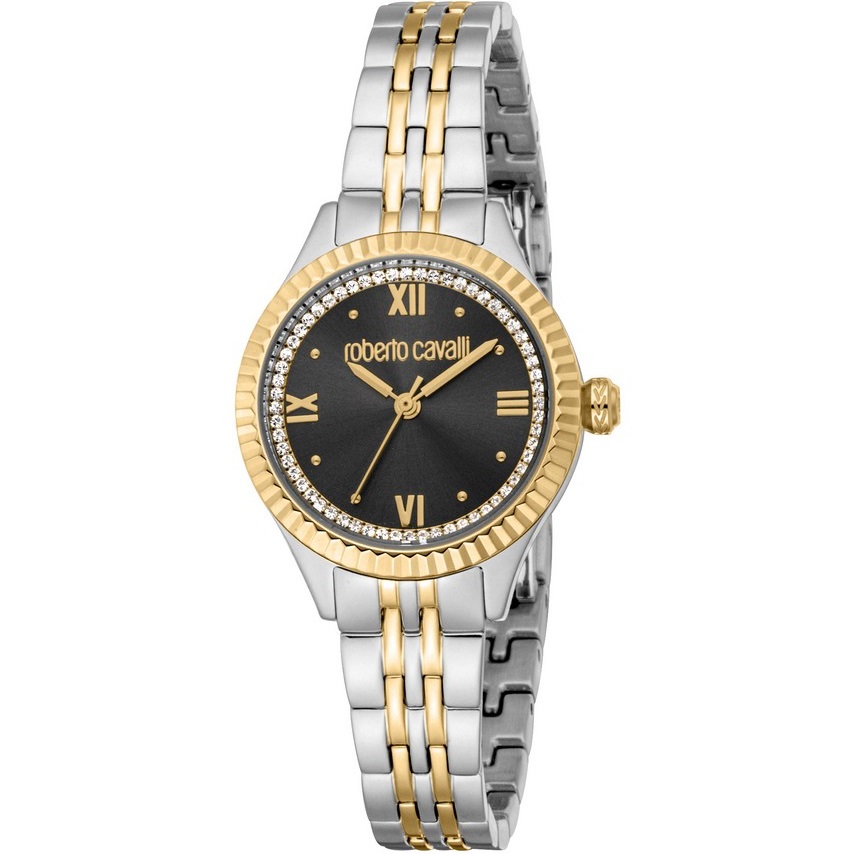 ROBERTO CAVALLI Core Black Dial 28mm Two Tone Gold Stainless Steel Bracelet RC5L124M0095 - 