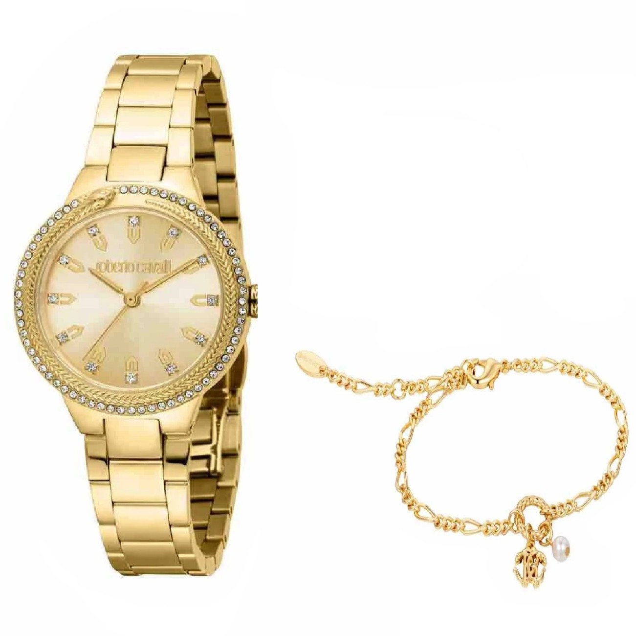 ROBERTO CAVALLI Bellina Gold Dial 30mm Gold Stainless Steel Bracelet Gift Set RC5L139M0035 - 
