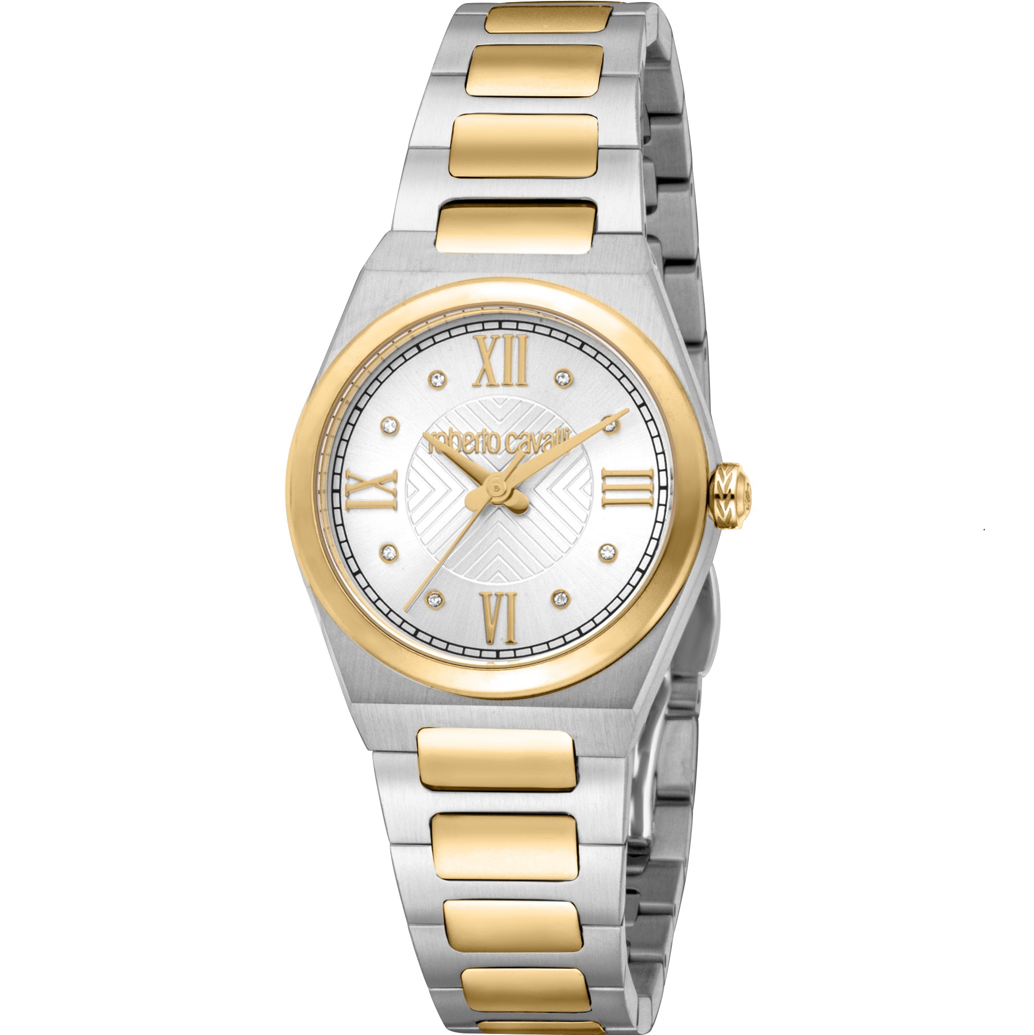 ROBERTO CAVALLI Core Crystals Silver Dial 30mm Two Tone Gold Stainless Steel Bracelet RC5L145M0085 - 