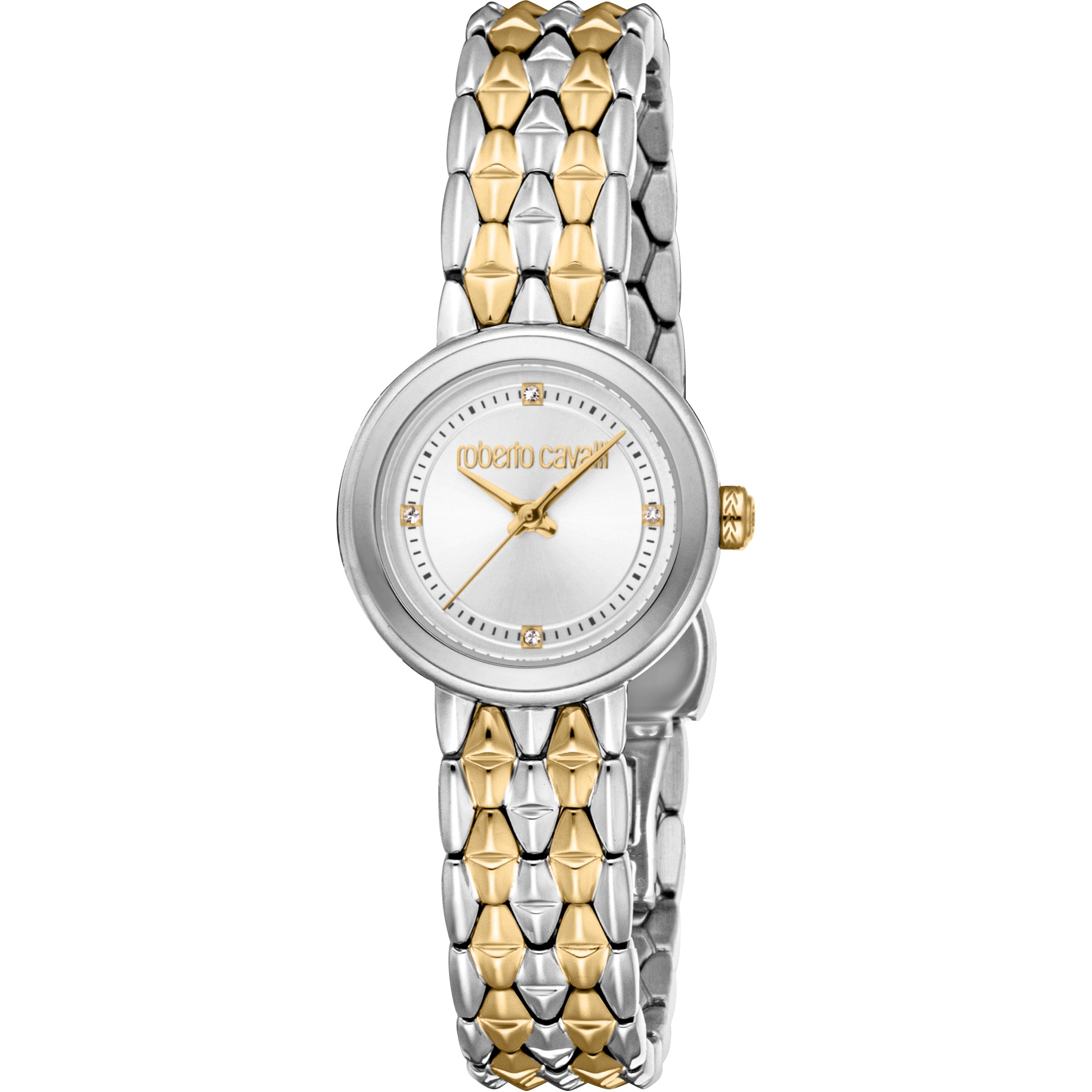 ROBERTO CAVALLI Silver Dial 24mm Duotone Gold Stainless Steel Bracelet RC5L152M0065 - 