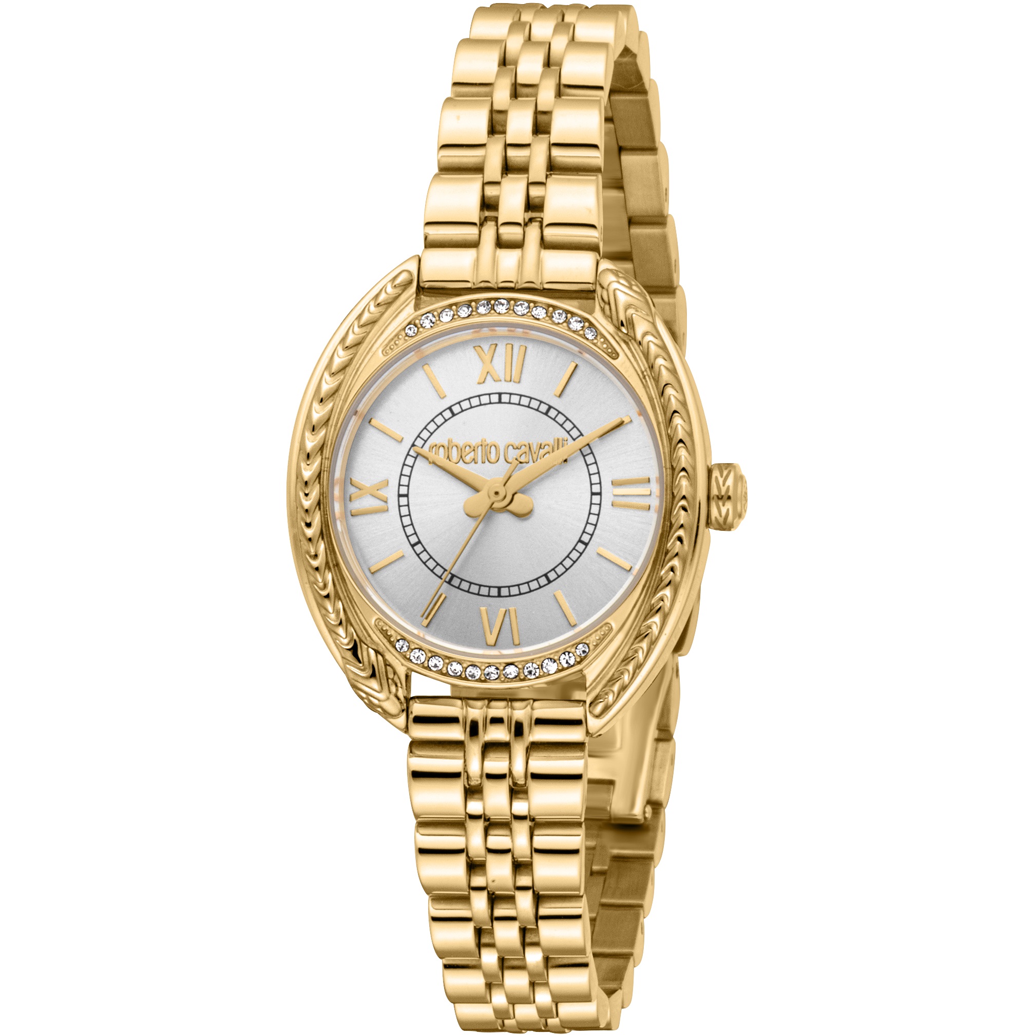 ROBERTO CAVALLI Glam Silver Dial 30mm Gold Stainless Steel Bracelet Gift Set RC5L153M0055 - 