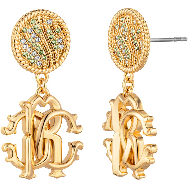 ΣΚΟΥΛΑΡΙΚΙΑ Κρεμαστά ROBERTO CAVALLI από Επιχρυσωμένο Ανοξείδωτο Ατσάλι με Πέτρες Ζιργκόν RCER00213200 - 