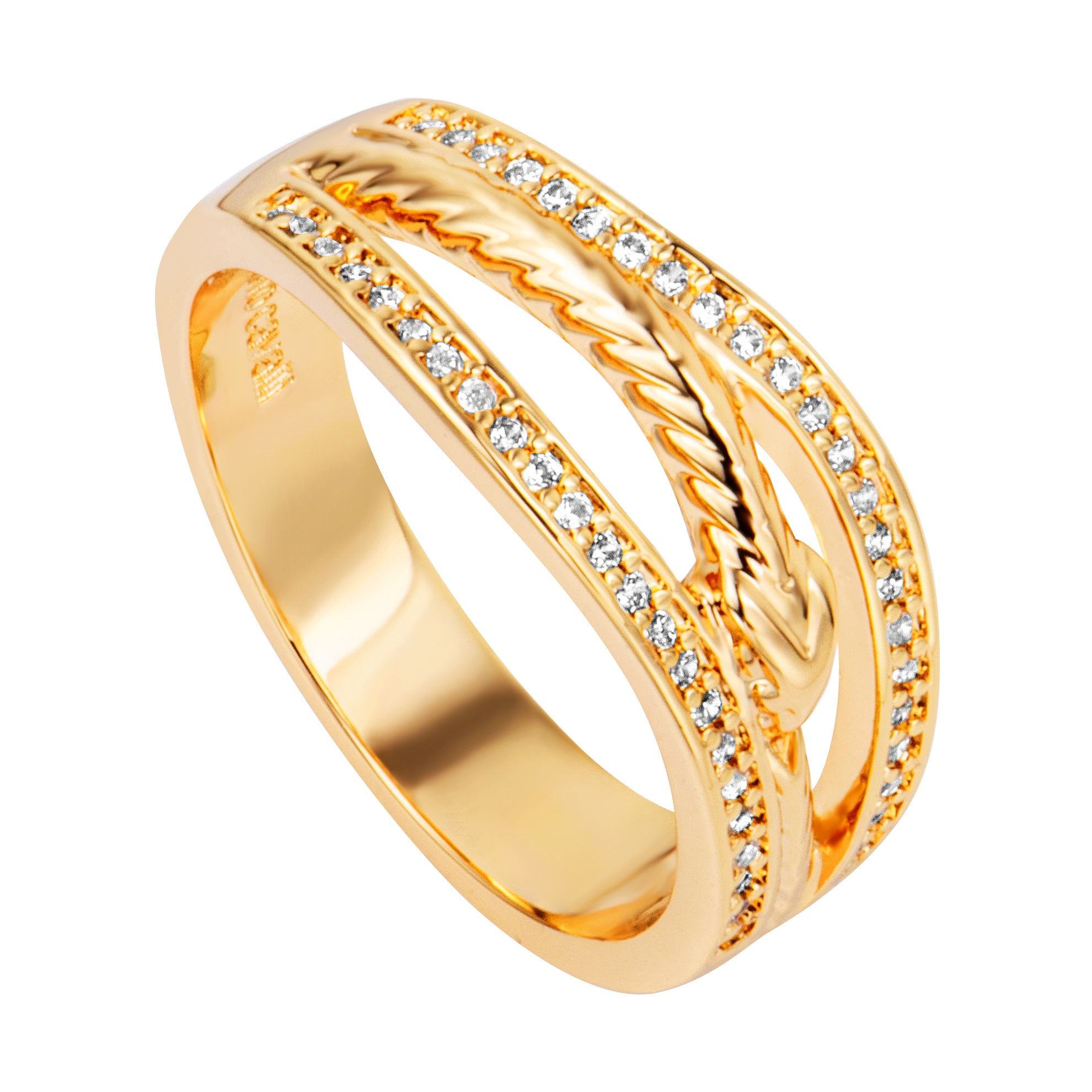 RING ROBERTO CAVALLI Gold Stainless Steel with Zircon Stones RCRG00443206 - 