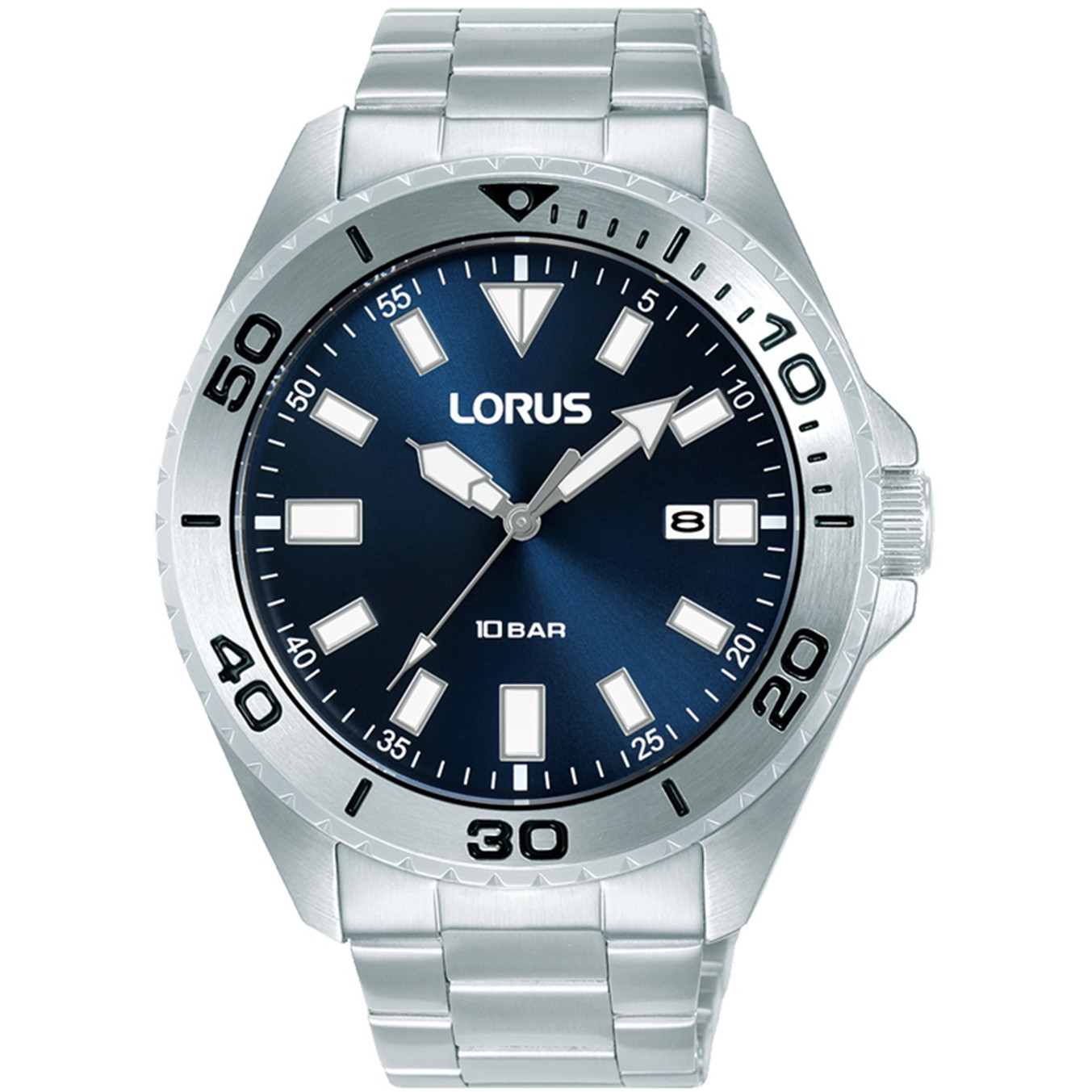 LORUS Sports Gents Blue Dial 44mm Silver Stainless Steel Bracelet RXH51KX9 - 
