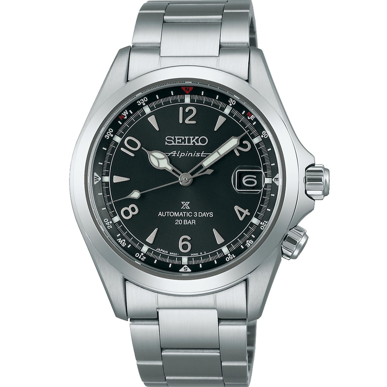 SEIKO Prospex Alpinist Automatic Black Dial 39.5mm Silver Stainless Steel Bracelet SPB505J1 - 