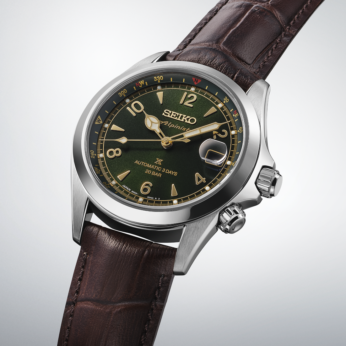 SEIKO Prospex Alpinist Automatic Green Dial 39.5mm Silver Stainless Steel Brown Leather Strap SPB507J1 - 3