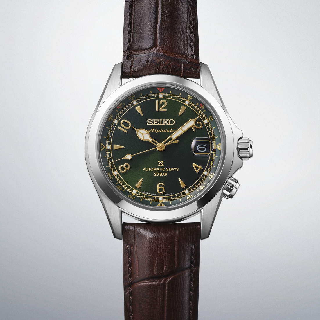 SEIKO Prospex Alpinist Automatic Green Dial 39.5mm Silver Stainless Steel Brown Leather Strap SPB507J1 - 4