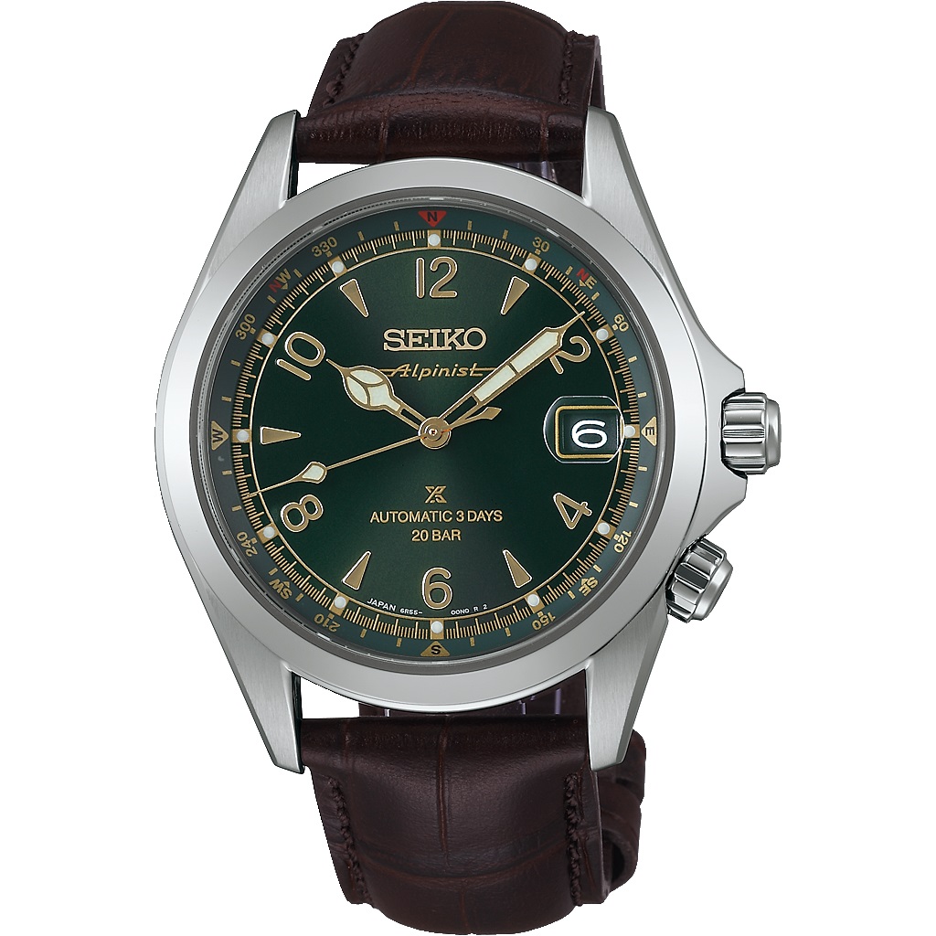 SEIKO Prospex Alpinist Automatic Green Dial 39.5mm Silver Stainless Steel Brown Leather Strap SPB507J1 - 