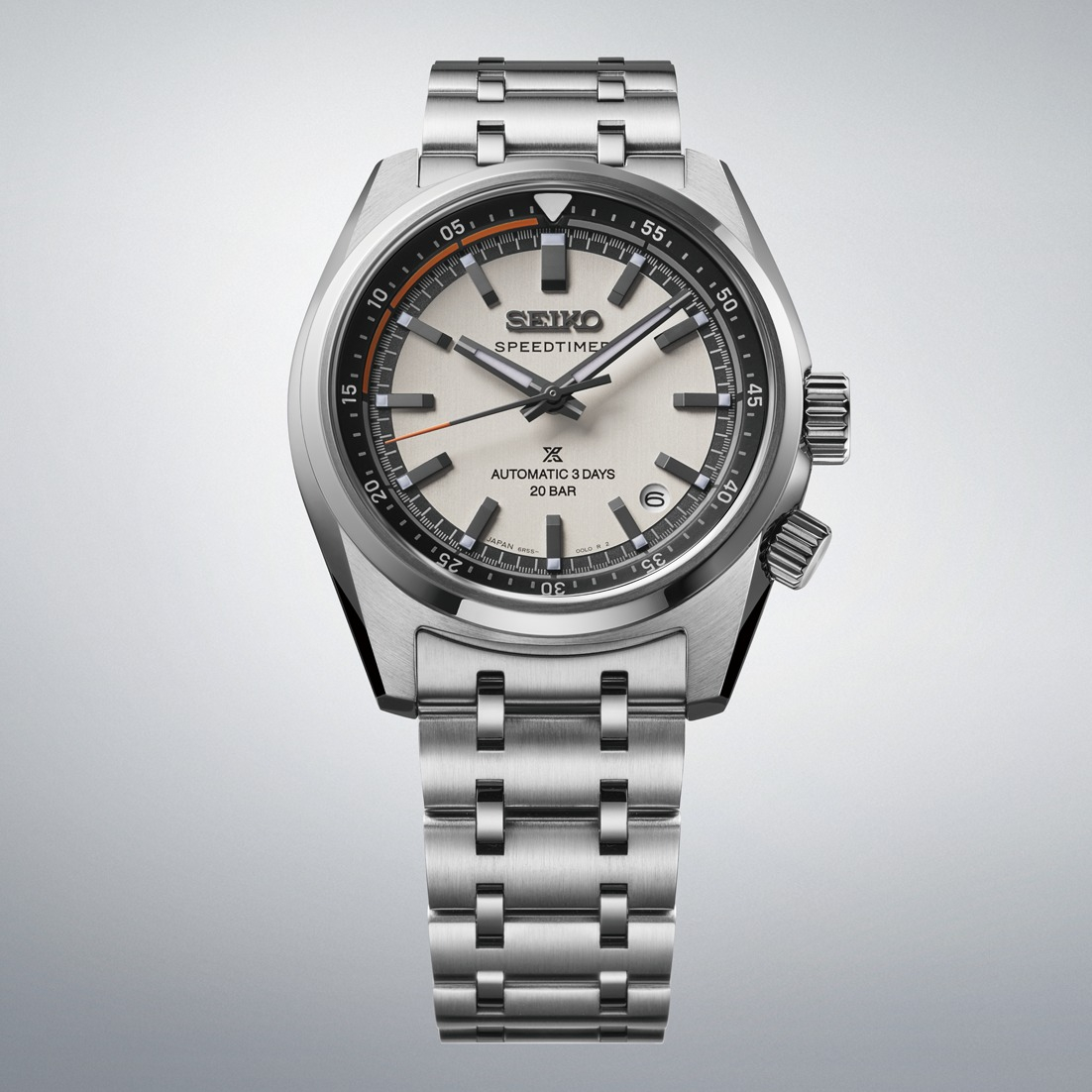 SEIKO Prospex Speedtimer 6R 'Compact Countdown' Automatic Chronograph Gray and White Dial 39.5mm Silver Stainless Steel Bracelet SPB513J1 - 4
